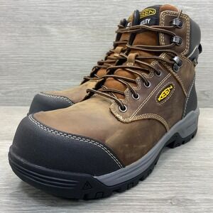 KEEN Evanston Men's Size 10 EE 6" Waterproof Utility Boots Brown Carbon Toe NWOB